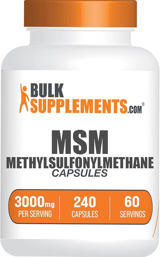 BulkSupplements.com MSM Capsules - Methylsulfonylmethane, MSM Supplement Capsules - MSM Pure Capsules, MSM 3000mg - Joints Supplements, 3 Capsules per Serving, 60-Day Supply, 240 Capsules