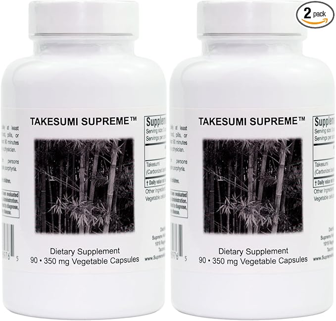 Supreme Nutrition Takesumi Supreme, 90 Pure Activated Bamboo Charcoal Vegetarian Capsules (Pack of 2)