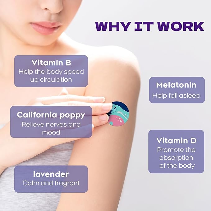 Sleep Patches for Adults, 60 Pack Upgraded Deep Sleep Patches, All Natural Deep Sleep Patches, Quick Acting Ingredients, for Men and Women, Easy to Use That Last All Night-Violet-A10