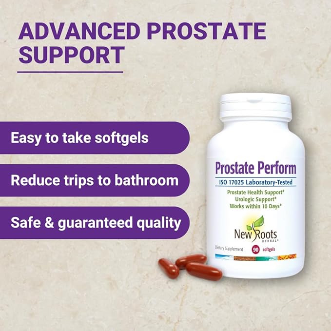 New Roots | Prostate Supplement + Super Blend 16 Powerful Herbals: Saw Palmetto, Plant Sterols, Rye Flower, Borage Oil, Cranberry, Olive Oil, Zinc, Selenium (90 Softgels) - Urinary Health Supplement