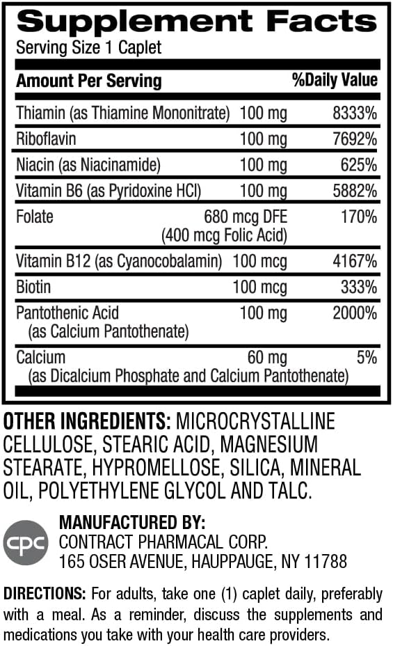 Earth's Splendor Vitamin B Complex – Supports Energy, Metabolism, and Immune Function – Complete B-Vitamin Formula for Men & Women, 60 Tablets, 2-Month Supply