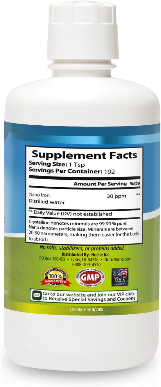 NutriNoche Liquid Iron Supplement - High Potency Sublingual Iron Drops - Vegan Iron - Flavorless - Crystalline Iron Supplement for Men, Women & Kids