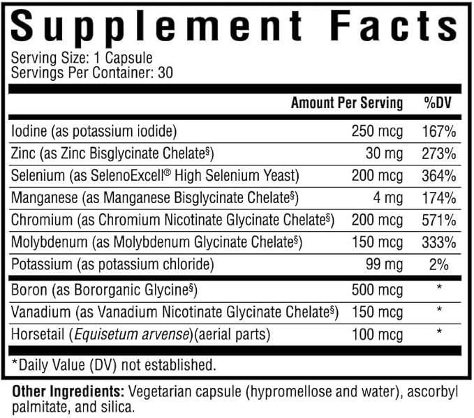 Seeking Health Trace Minerals Complex II - Immune Health & Brain Health Supplement with Zinc & Selenium - Copper- and Iron-Free Formula - Energy, Skin & Hair Support Supplement - 30 Capsules