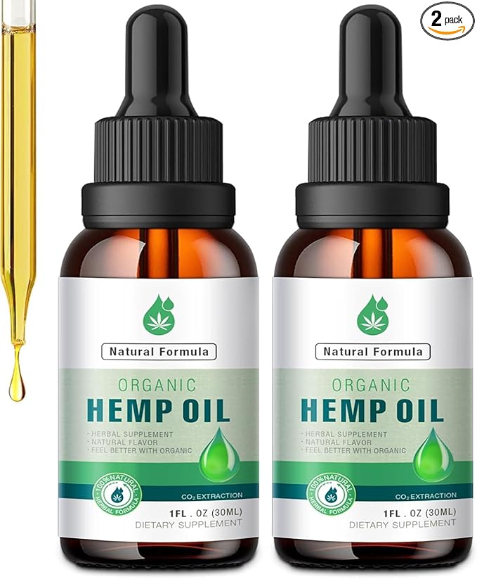 2 Pack Hemp Oil Organic Premium - 2,800,000 Maximum Strength - 100% Natural Hemp Drops Tincture - Hemp Oils with Vegan, Non-GMO Grown
