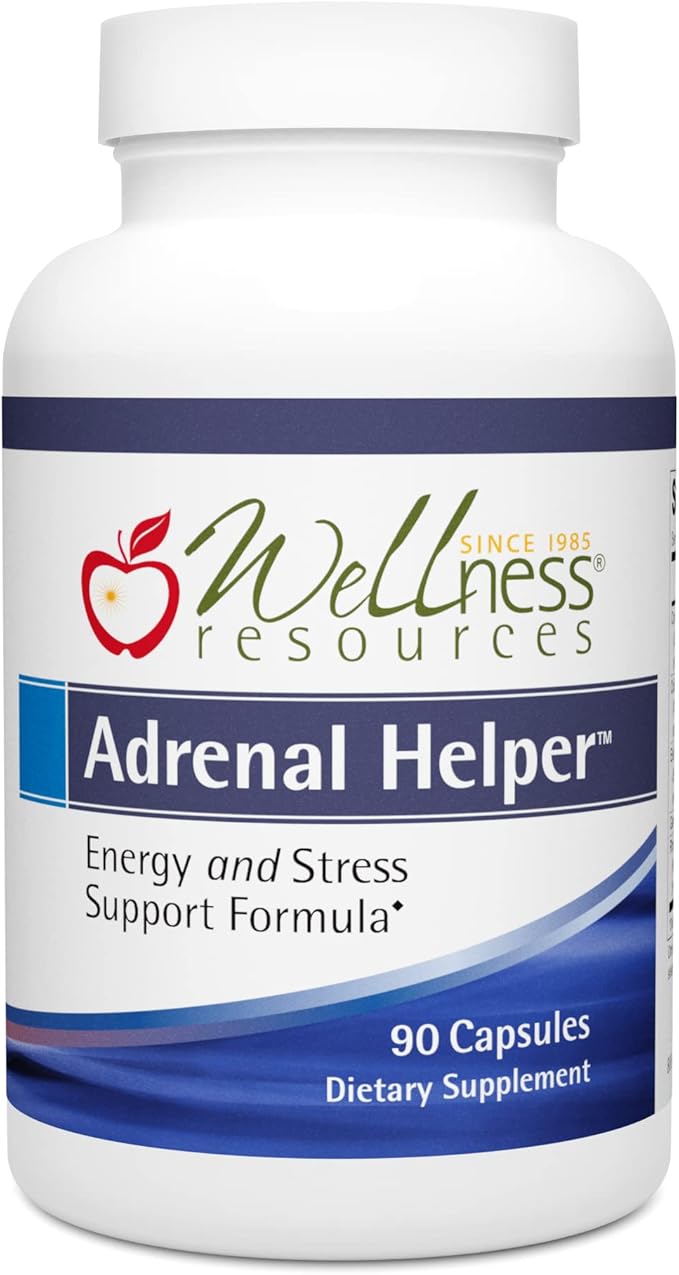 Wellness Resources Adrenal Helper - Adaptogen Supplement for Stress Tolerance, Mood, Energy with Cordyceps Mushroom, Rhodiola, OciBest Holy Basil, Eleuthero, and Gamma Oryzanol (90 Capsules)