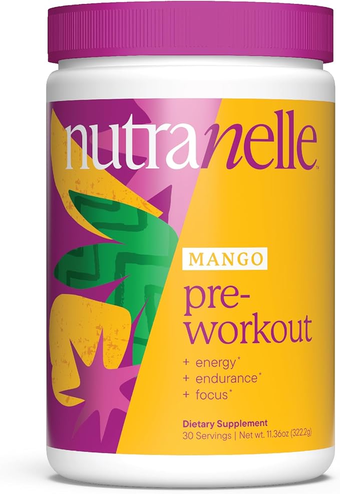 Nutranelle - Mango Pre-Workout - Energy Support - Pre Workout Powder - Natural Caffeine - Enhanced Focus - 11.36 oz