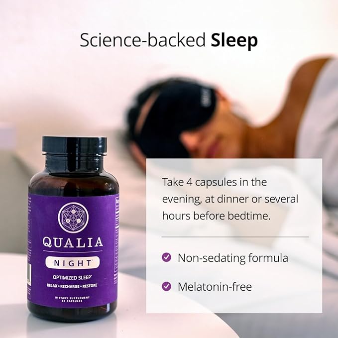 NEUROHACKER COLLECTIVE Qualia Night Sleep Aid | Non-Habit Forming | Science-Backed Supplement for Deep Refreshing Sleep | Melatonin-Free, Vegan, Non-GMO, Gluten-Free 80 Count | (1 Month Supply)