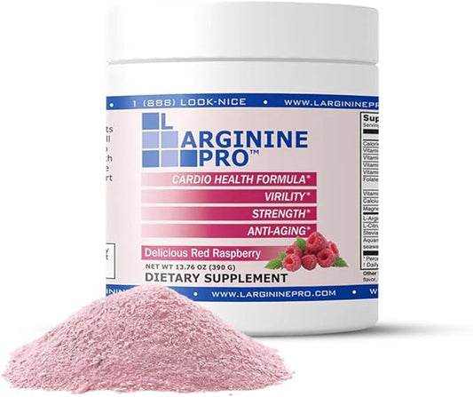 L-ARGININE PRO | 5,500mg L-Arginine Plus L-Citrulline 1,100mg Raspberry Powder Drink Mix Supplement for Increased Nitric Oxide Production