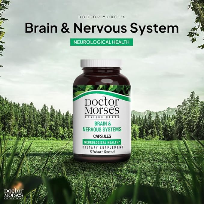 Doctor Morse's Brain & Nervous Systems Support - Support Immunity & Stress Level - Naturopath Formulated Nootropic Supplement - Ginkgo Leaf, Gotu Kola, Astragalus Root & Butchers Broom - 90 Capsules