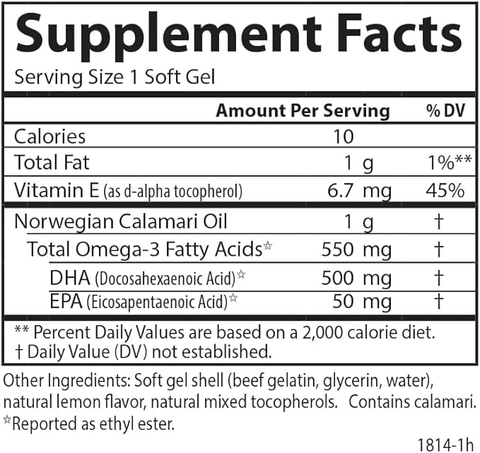 Carlson - EcoSmart DHA, 500 mg DHA, Sustainable Source, Healthy Vision & Brain Function, Lemon, 60+20 Softgels