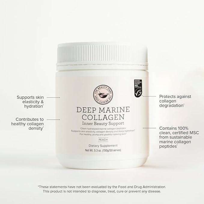 The Beauty Chef Deep Marine Collagen Inner Beauty Support Peach – Marine Collagen Drink for Skin Elasticity, Hydration & Gut Health – 500ml