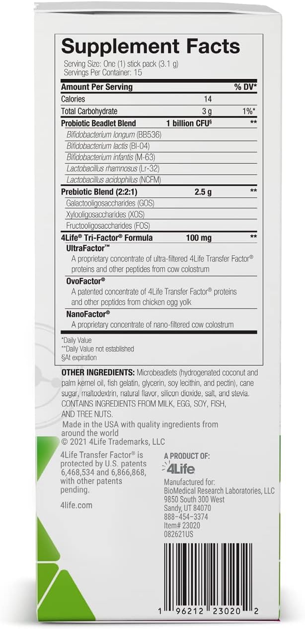 4Life Pre/o Biotics - Prebiotic and Probiotic Blend for Microbiome, Gut, and Immune System Support - Digestive Health Supplement - 15 Packets