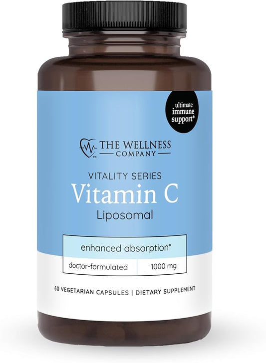 The Wellness Company Liposomal Vitamin C | 60 Capsules (1 Month Supply) | Enhanced Absorption Formula | Non-GMO, Gluten-Free | Supports Immune Health and Antioxidant Protection
