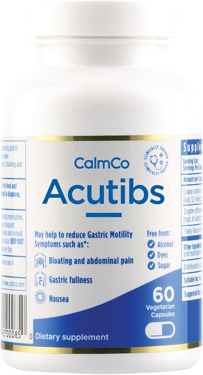 Acutibs Vegan Capsules - Natural Digestive Aid with Artichoke & Ginger Extracts for Gastric Discomfort Relief, Nausea, Bloating & Abdominal Pain, Helps Ease IBS and Reduce Gut Inflammation, 60 Count