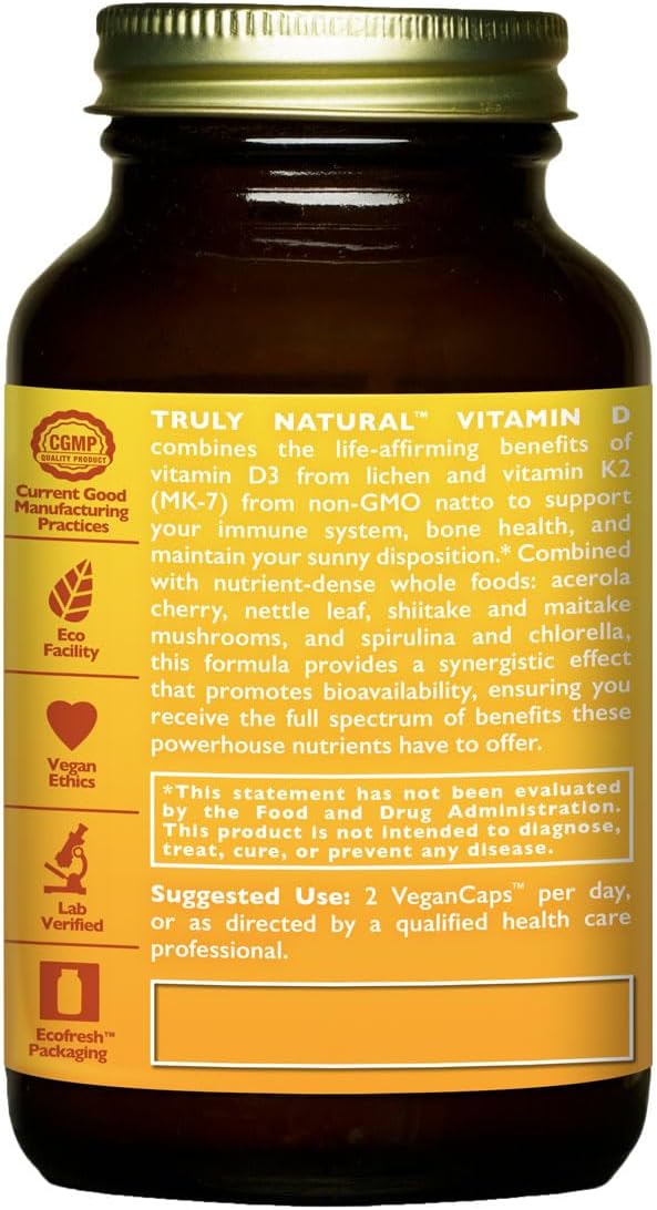 HealthForce SuperFoods Truly Natural Vitamin D - 120 Vegan Capsules