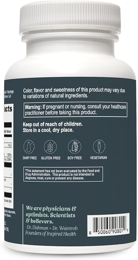 LUMINSPIRED HEALTH Immune Support Zinc Elderberry Lozenges with Vitamin C, Echinacea & Propolis - Natural Berry Flavor, 60 Count, Gluten-Free