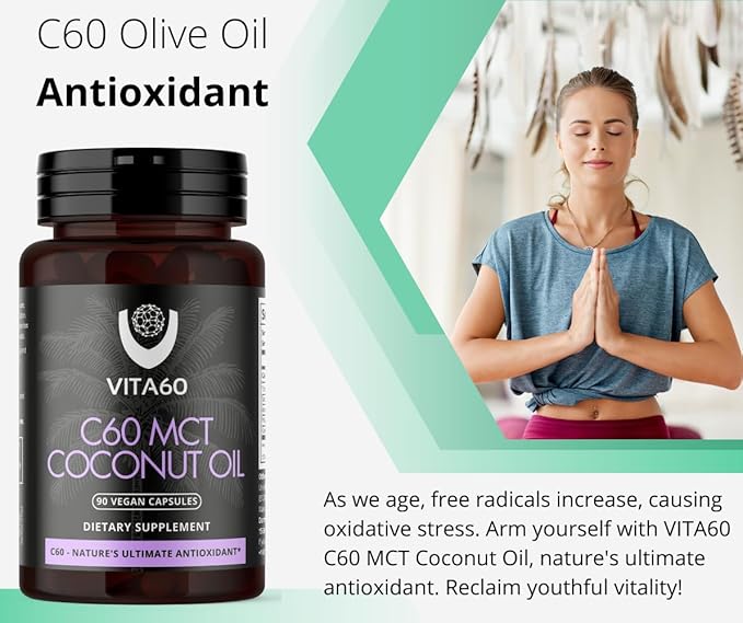 C60 Oil Capsules | Age-Defying Vitality and Antioxidant Support | 99.99% Pure Solvent Free C60 | Organic Oil | Vegan Friendly | Superior Customer Service (Coconut Oil)