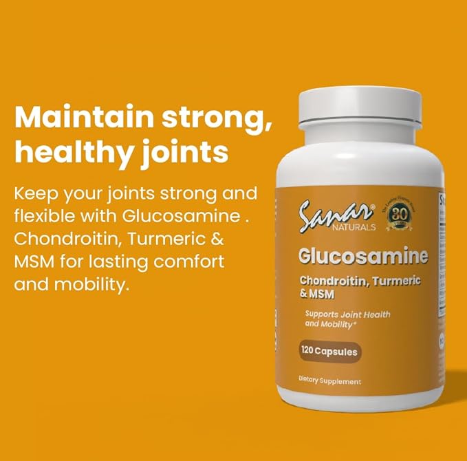 Sanar Naturals Glucosamine Chondroitin MSM Turmeric - Joint Support Supplement for Knees, Back, Hands, and Body - Non-GMO, Gluten Free, 120 Capsules