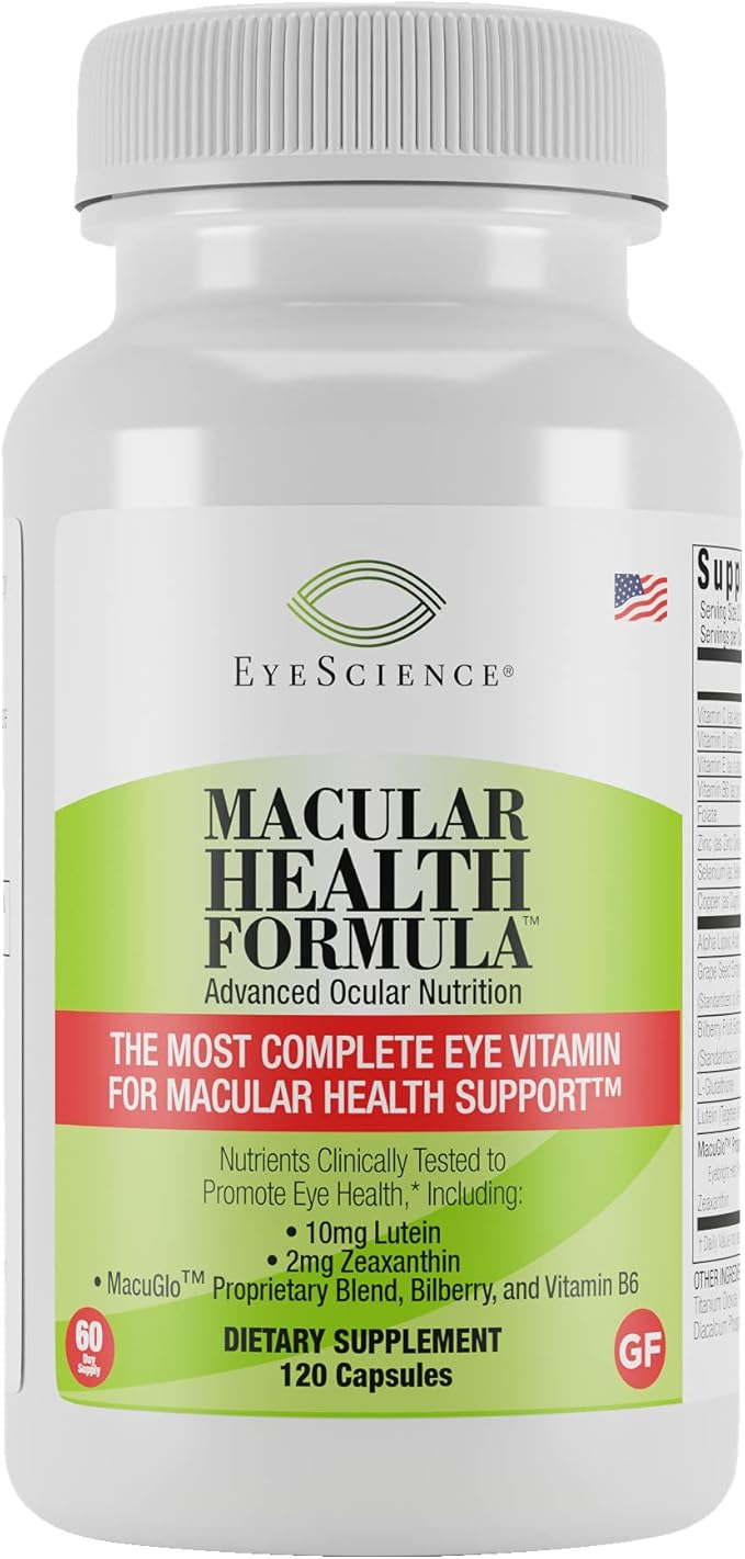 Macular Health Beyond AREDS2 Formula, Advanced Ocular Vitamin - Containing Lutein, Zeaxanthin, Bilberry, and Vitamins C, D, E, and B6 (60 Day Supply)