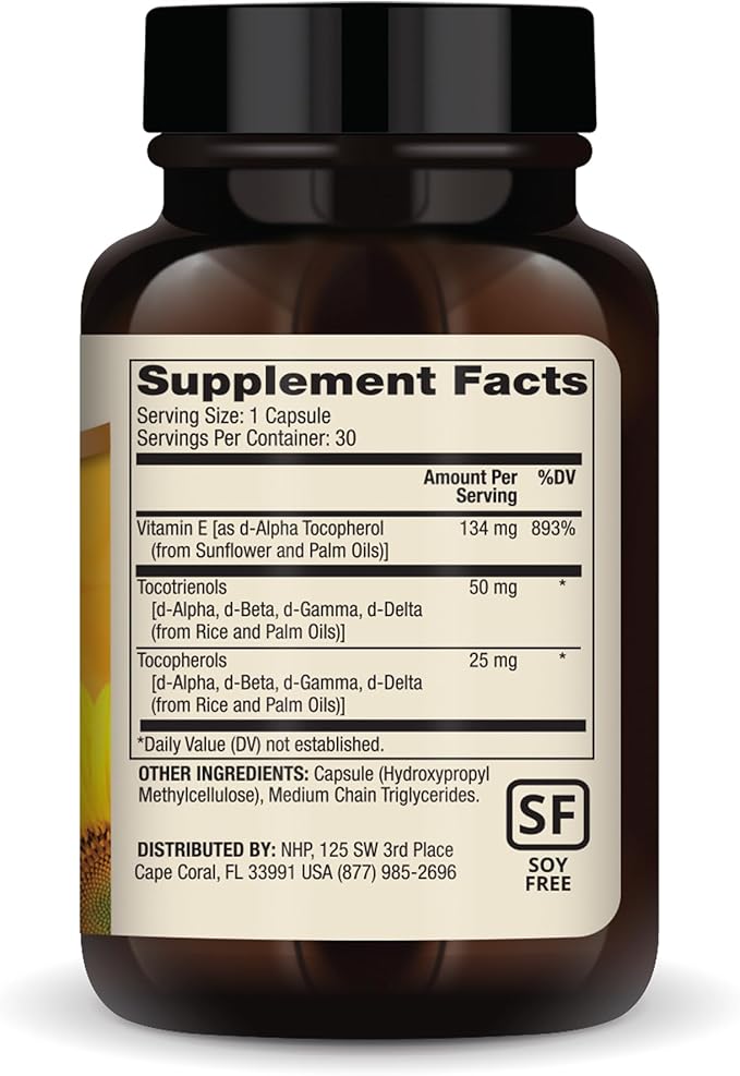 Dr. Mercola Vitamin E - Supports Healthy Skin & Antioxidant Status - Tocopherols and Tocotrienols Blend - Non-GMO, Gluten-Free & Soy-Free - 30 Capsules (30 Servings)