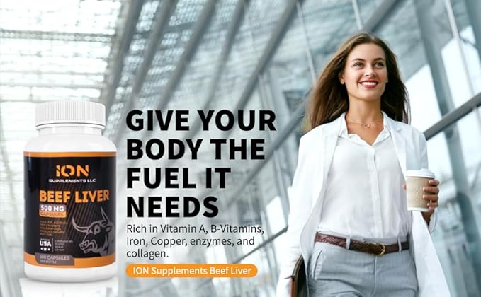 Grass Fed Organic Beef Liver (180 Caps) - Pasture-Raised - Iron, Vitamin A, B Vitamins, Collagen - Promotes Energy, Detoxification, Whole Body Wellness - Ancestral Paleo Living - by Ion Supplements