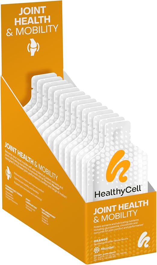 Healthycell Joint Health & Mobility Daily Liquid Supplement - Joint Support Supplement, Inflammation Response, Cartilage & Flexibility with Curcumin, Glucosamine & Chondroitin - 14 Gel Packs