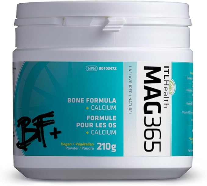ITL Health BF Plus Calcium, 210g 35-Servings - Ionic Magnesium Citrate Powder, Natural Citrus Flavor - Vitamin K2 D3 with Zinc, B6, C, Calcium & Potassium - Bone Support Formula for Men & Women