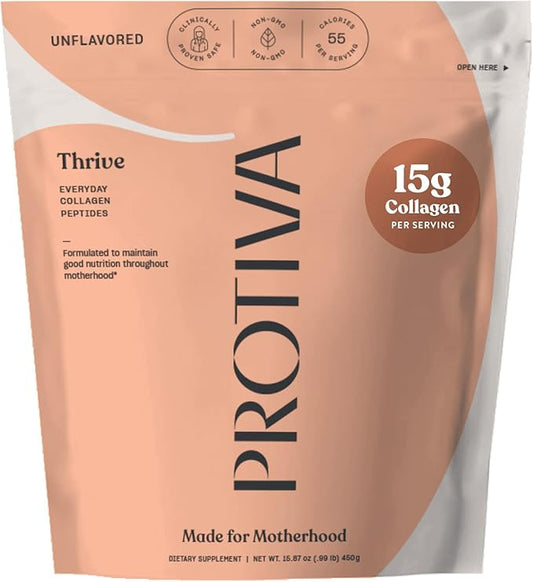 PROTIVA Thrive Collagen Powder for Women - 16 oz (450 g) Unflavored Everyday Collagen Peptide Powder Clinically Proven Safe for Pregnancy and Breastfeeding, May Help Reduce Stretch Marks