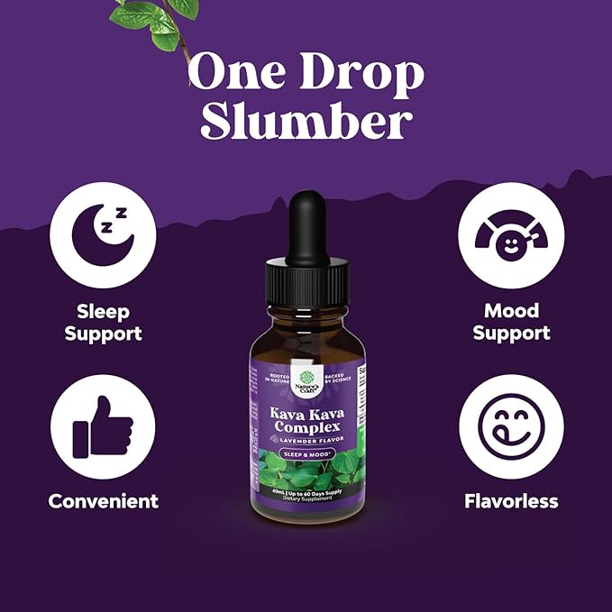 Natures Craft Potent Liquid Kava Kava Drops Supplement - Fast Acting Herbal Support with Kavalactones for Balanced Mood - Relax Calming Tonic for Stress Relief & Better Sleep - 60 ml Tinctura