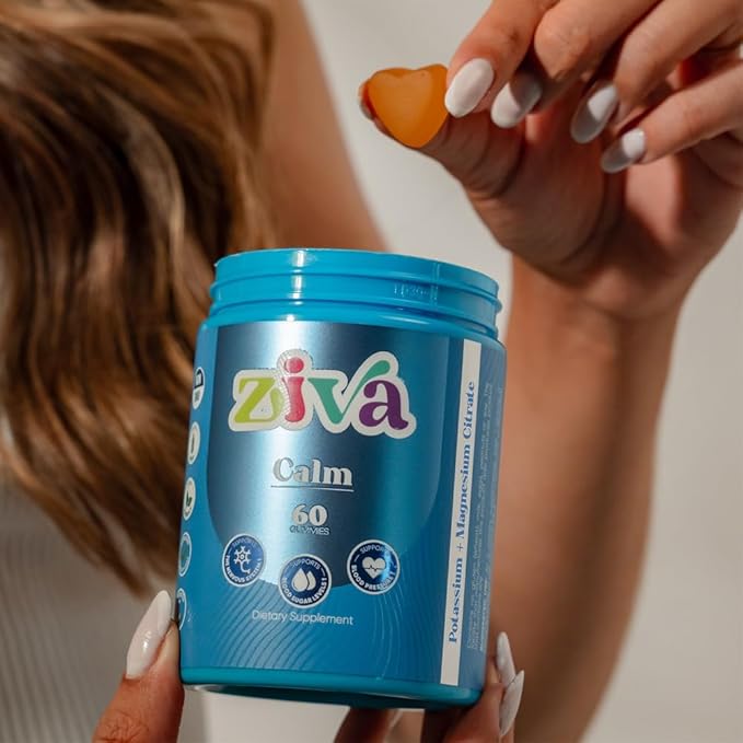 Ziva Calm Gummies – Potassium Citrate & Magnesium Citrate Supplement for Relaxation, Stress Relief & Muscle Support – 60 Count