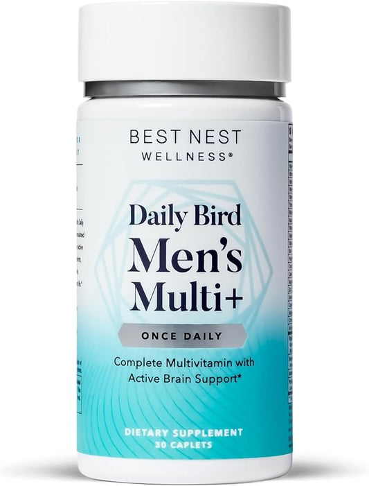 Best Nest Wellness Men's Multi Plus - Daily Multivitamin for Brain & Energy Health Support - Daily Multivitamin for Men - Probiotics & Digestive Enzyme Formula - 30 Caplets