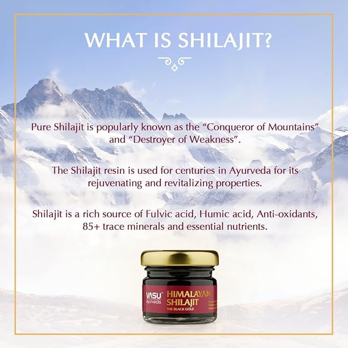VASU Ayurveda Himalayan Shilajit Resin 400mg – Lab Tested Natural Energy Booster with Fulvic Acid & 85+ Trace Minerals – Pure Shilajit for Men & Women – 100 Days Supply for Strength & Stamina (2-Pack)