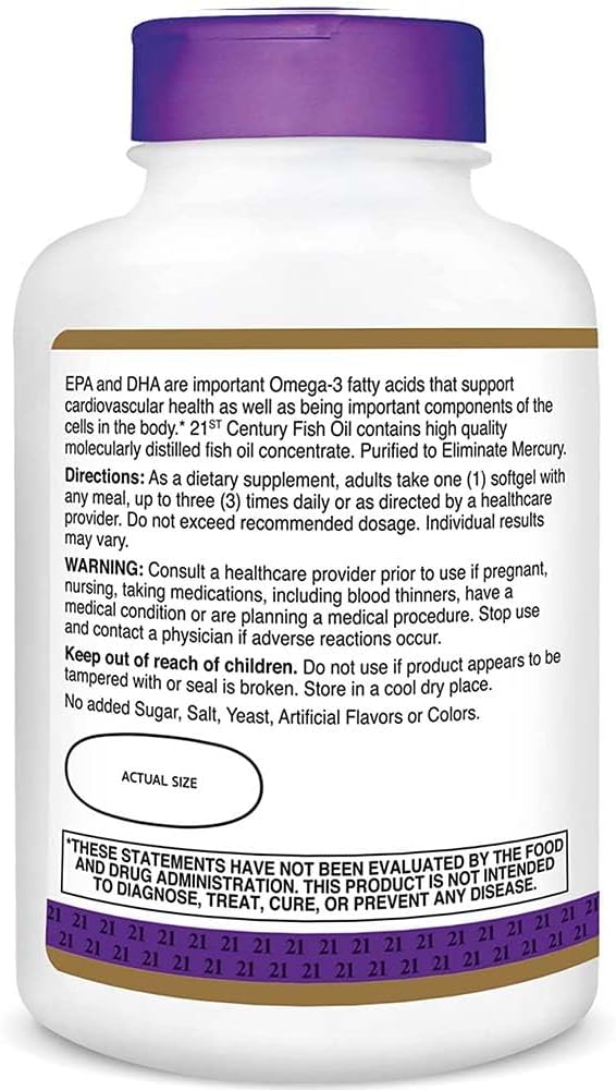 21st Century Fish Oil 1200 mg Softgels, 140 Count