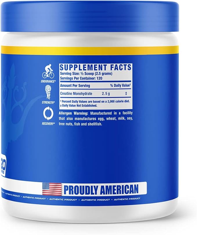 Ronnie Coleman Signature Series Creatine-XS, Creatine Monohydrate Powder, Post Workout Recovery for Muscle Building and Strength, Energy Support, Mass Gainer, Unflavored, 120 Servings