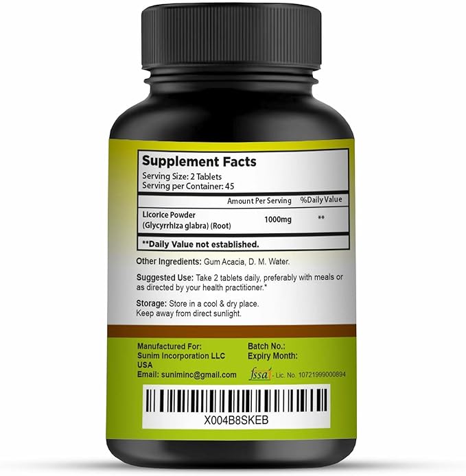 1000 mg Licorice Chewable Tablets | Digestive Support & Relief for Men & Women | Herbal Supplement for Heartburn and Upset Stomach | Non-GMO, Gluten Free | 90 Tablets, 45 Days Supply