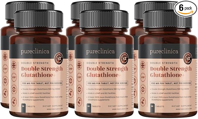 Glutathione 1000mg x 360 Tablets (6 Bottles of 60)- w/500mg Glutathione, 300mg ALA, and 200mg VIT C per Tablet
