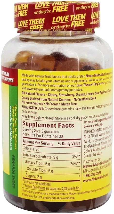 Nature Made Adult Gummies Fiber Assorted Fruit - 90 Gummies