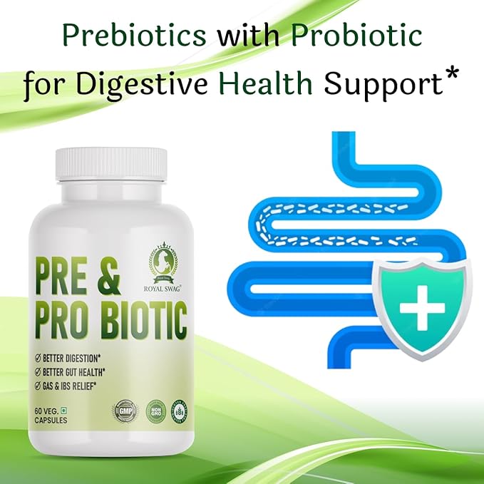 Probiotic and Prebiotic Capsules - Pre + Probiotic for Women and Men Gut Health Support for Digestive Wellness- Vegan, Non-GMO, Gluten Free - 60 Caps (60 Day Servings)