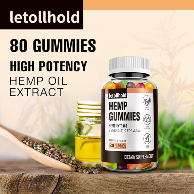Natural Hemp Gummies Advanced Extra Strength Oil Extract for Adults 2Pack