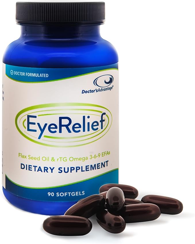 Doctor's Advantage Eye Relief Dietary Supplement 90 Count Softegels | 1-Month Supply of Natural Triglyceride Omega 3 Fish Oil for Retinal Gland Support