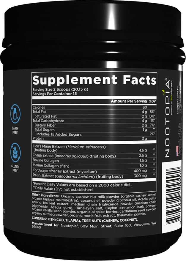 Collagenius v2.0 Brain Supplement – Lion’s Mane Chaga Cordyceps Reishi, Collagen Peptides & Superfoods – Supports Focus Memory Energy Immune Health Anti-Aging – Nootropic Powder 15 Servings