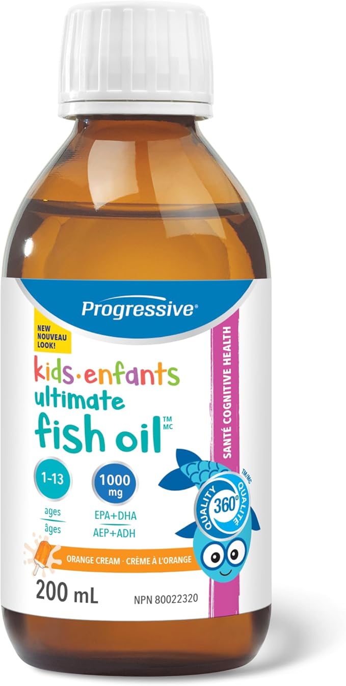 Ultimate Fish Oil For Kids - 800 mg EPA + 200 mg DHA, Orange Flavour, 200 ml | All natural, cold water, wild caught