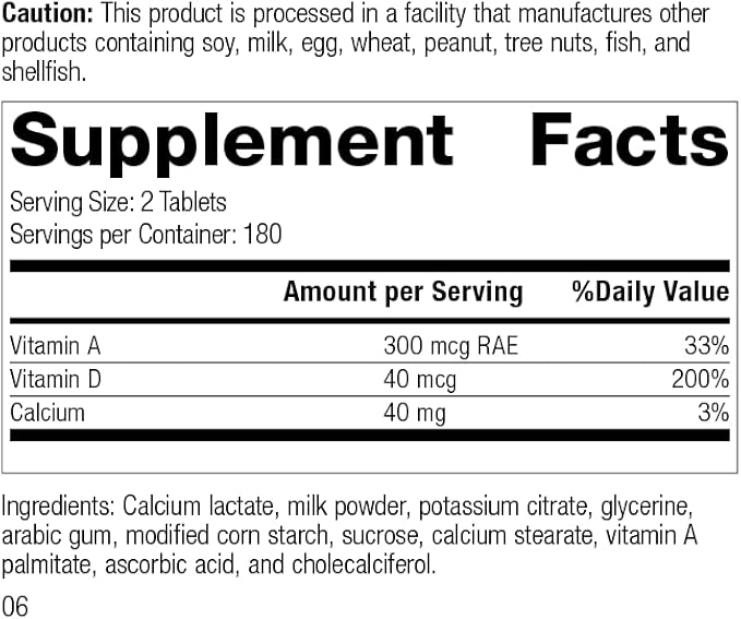 Standard Process Inc. Cataplex D - Whole Food Immune Support, Digestive Health, Bone Strength and Bone Health with Cholecalciferol, Calcium Lactate, and Ascorbic Acid - Vegetarian - 360 Tablets