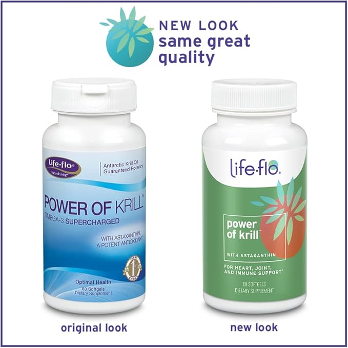 LIFE-FLO Power of Krill | Antarctic Krill Oil w/Omega-3s & Astaxanthin | Immune, Heart & Joint Formula | 60ct, 30 Serv.