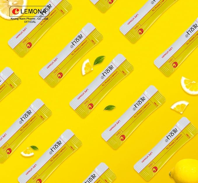 LEMONA Official Vitamin C 500mg, 120 Sticks 4 Month, Immune Support Supplement On-The-Go Vitamin C Individual Packets B6, B2, Easy to Take Daily Energy Boost Korean Lemon Flavored (120*2g)