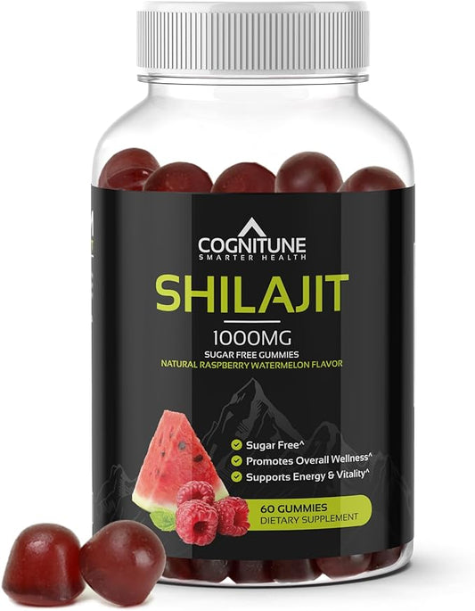 Shilajit Gummies - Pure & Potent Shilajit Supplement, 1,000mg per Serving, Sugar-Free Natural Raspberry Watermelon Flavor, Rich in Minerals, Fulvic Acid, Boost Energy, Vitality & Overall Wellness