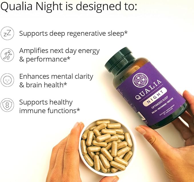 NEUROHACKER COLLECTIVE Qualia Night Sleep Aid | Non-Habit Forming | Science-Backed Supplement for Deep Refreshing Sleep | Melatonin-Free, Vegan, Non-GMO, Gluten-Free