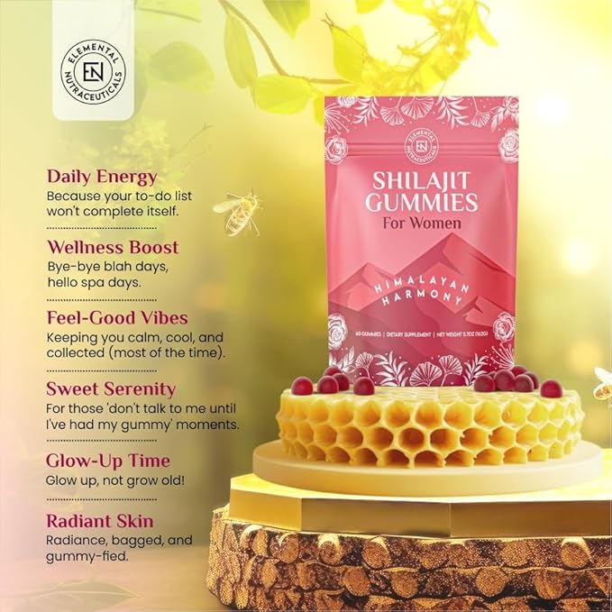Shilajit Gummies for Women with Manuka Honey Supplement - Pure Himalayan Haramony | Rich in Fulvic Acid & Antioxidants for Energy | Vegan & All Natural | Made in USA | 60 Count