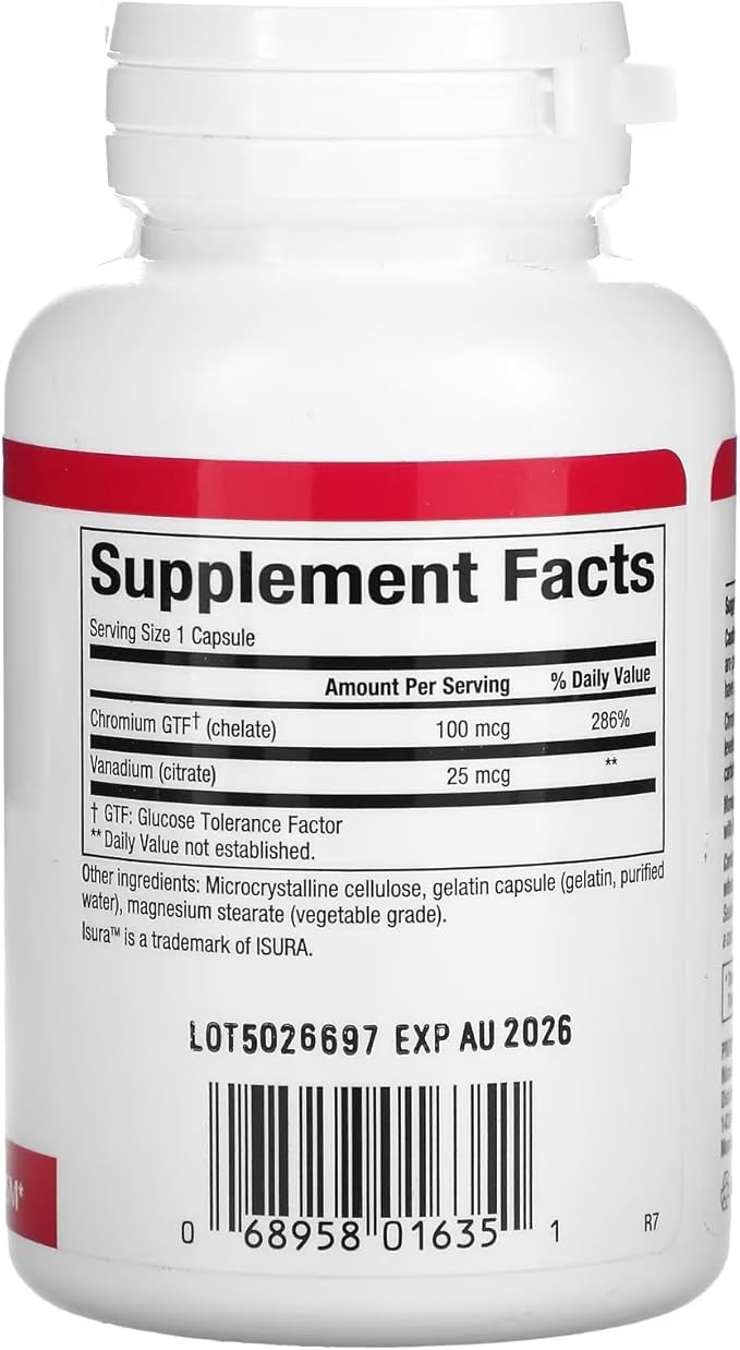 Natural Factors, Chromium & Vanadium 125 mcg, Supports Healthy Metabolism, 90 capsules