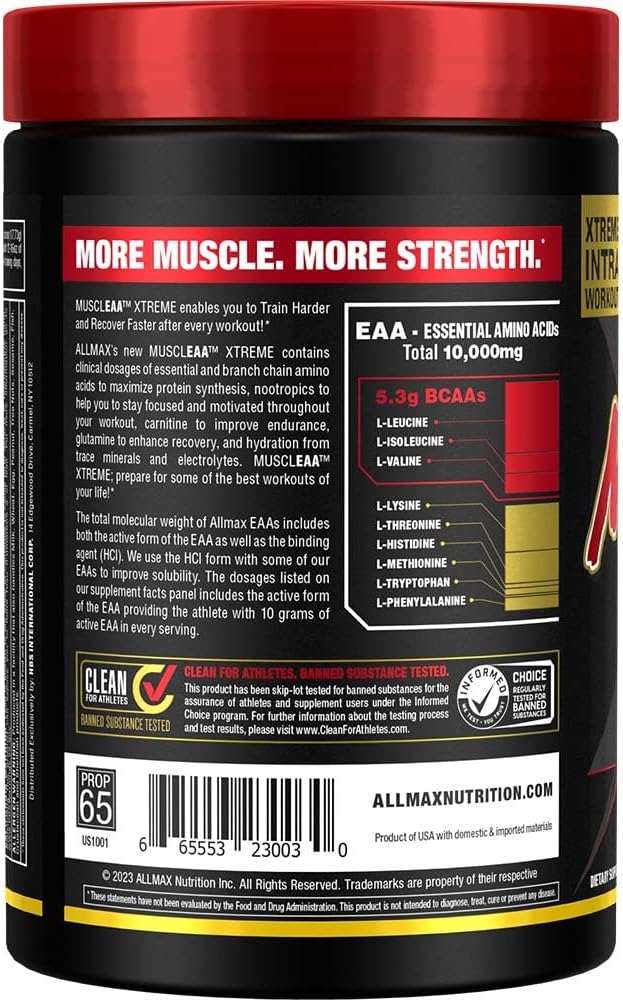 ALLMAX MUSCLEAA Xtreme, Pina Colada - 532 g Powder - Provides EAAs, BCAAs & Hydration - Up to 30 Servings